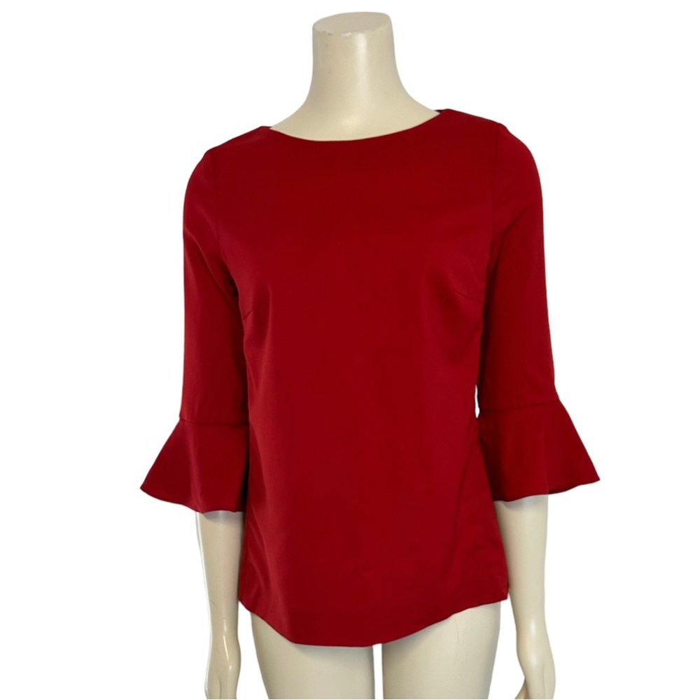 Escada Cherry‎ Red Bell Sleeve Wool Top Womens Size 34 MSRP $795